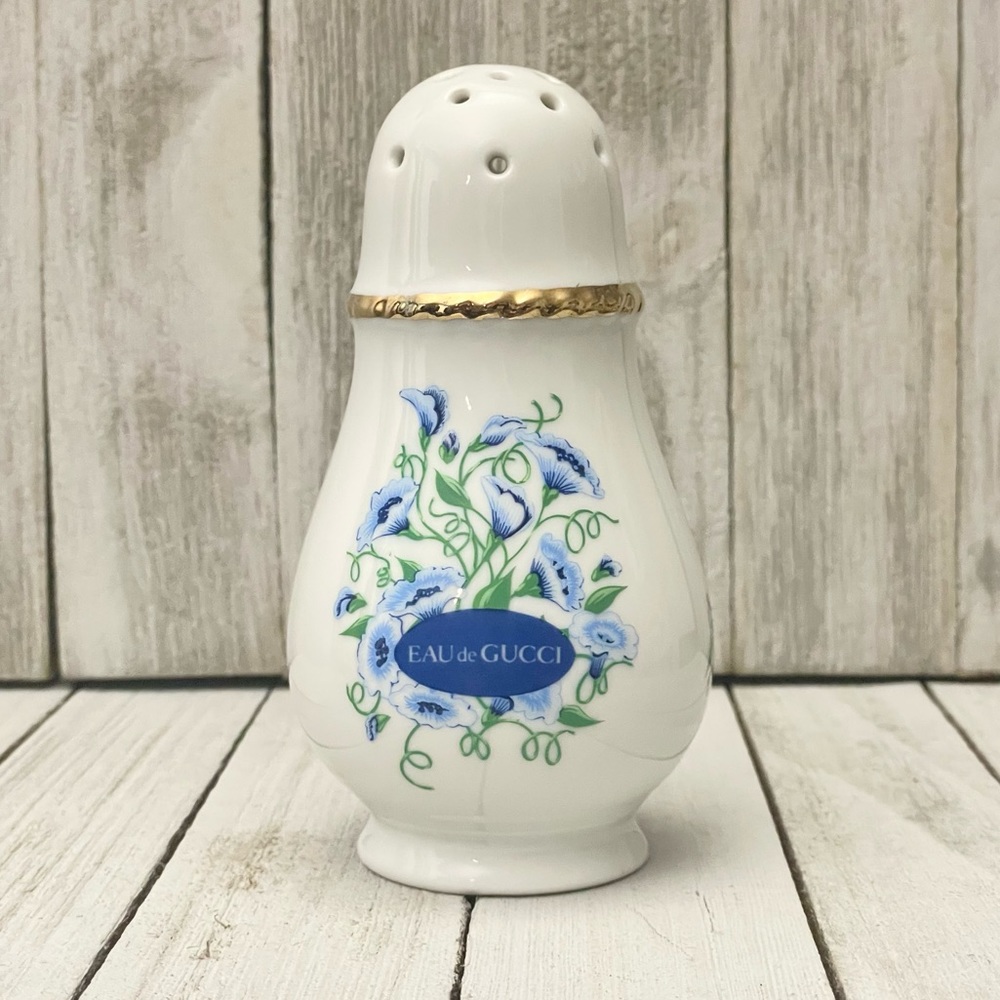 EAU de GUCCI Vintage Porcelain Floral Dusting Powder Shaker Jar